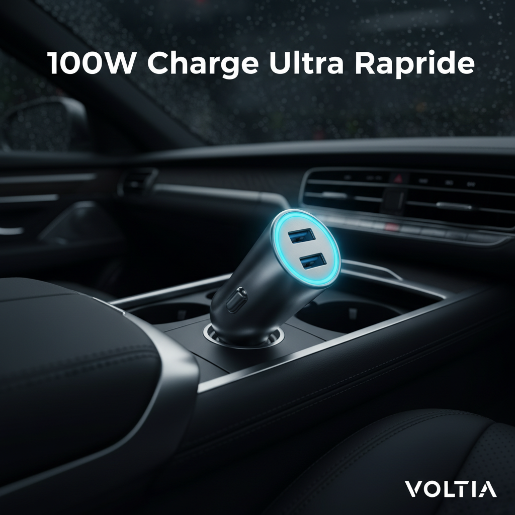 Chargeur voiture VOLTIA 100W - charge ultra rapide USB-C
